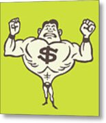 Muscle Man Dollar Sign Metal Print