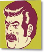 Mustache Man On Green Background Metal Poster
