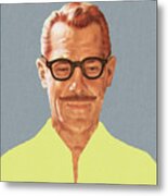 Mustache Man Wearing Glasses Metal Print