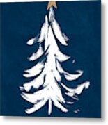 Navy And White Christmas Tree 1- Art By Linda Woods Metal Print