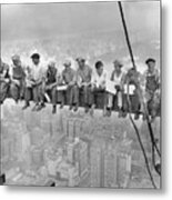 New York Construction Workers Lunching Metal Print