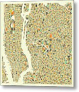 New York Map 1 Metal Print