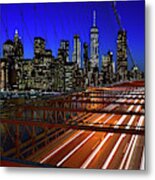 New York Skyline From The Brooklyn Bridge Metal Print