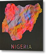 Nigeria Tie Dye Country Map Metal Print