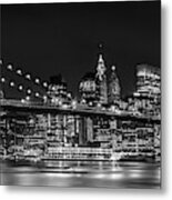 Night-skyline New York City Bw Metal Print