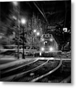 Night Train - Boston T Stop Metal Print