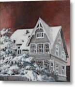 Nordic Town Houses - Under The Blood Red Sky Metal Print