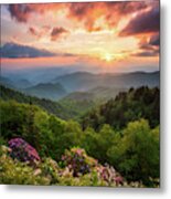 North Carolina Great Smoky Mountains Sunset Landscape Cherokee Nc Metal Print