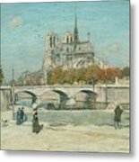 Notre Dame Seen From The Quai De La Metal Print