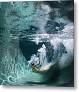 Nude Female Diving Underwater Metal Print