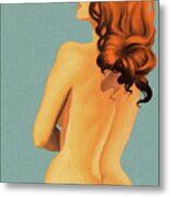Nude Woman From Behind Metal Poster