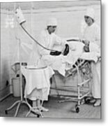 Nurses Giving Patient A Transfusion Metal Print