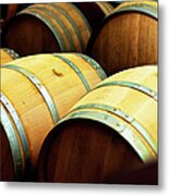 Oak Barrels For Maturing Wine At A Metal Print