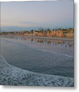 Oceanside California Sunset City Light Reflection On Pacific Metal Print