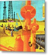 Oil Drilling And Production Metal Print