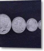 Old American Silver Coins Ver One Metal Print