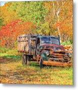 Old Farm Truck Fall Foliage Vermont Metal Print