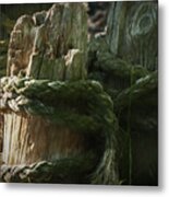 Old Ropes And Dock Post Metal Print