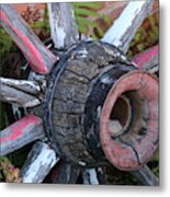 Old Wooden Wagon Wheel Metal Print