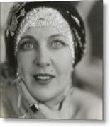Olga Baclanova Wearing Rhinestone Turban Metal Print