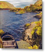 On A Lake Of Blue In Autumn Watercolors Metal Print
