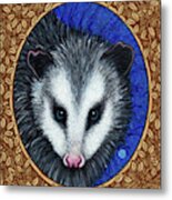 Opossum Portrait - Brown Border Metal Print