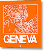 Orange Map Of Geneva Metal Print