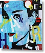 Original Audrey Hepburn Portrait, Pop Art Portrait, Acrylic Painting By Kathleen Artist Metal Print