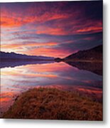 Owens Lake, California, Usa At Sunset Metal Print
