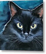 Ozzy Black Cat Painting Metal Print