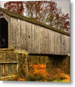 Pa Country Roads - Schofield Ford Covered Bridge Over Neshaminy Creek No. 10b - Autumn Bucks County Metal Print