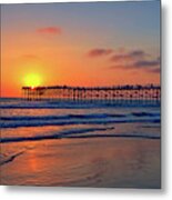 Pacific Beach Pier Sunset Metal Print