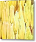Pale Yellow Tulips Abstract Floral Pattern Metal Print