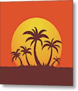 Palm Trees And Sun Metal Print