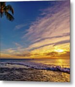 Palm Wave Sunset Metal Print