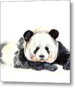 Panda Hand Painted Watercolor Metal Print