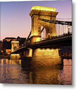 Panorama Budapest Chain Bridge Metal Print