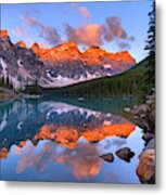 Panoramic Sunrise At Moraine Lake Metal Print