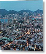 Panoramic View Of Hong Kong City Metal Print
