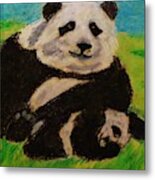 Papa Panda Metal Print