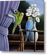 Parakeets Metal Print