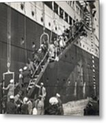 Passengers Come Down Ocean Liner Ladder Metal Print