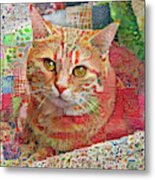 Patches The Ginger Quilted Cat Metal Print
