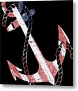Patriotic American Flag Anchor Metal Print