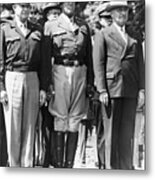 Patton, Truman, Eisenhower At Flag Metal Print