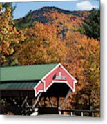 Peak Fall Colors Over The Jackson Covered Bridge Metal Print