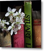 Pear Blossoms And Books Metal Print