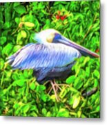 Pelican In The Mangroves Metal Print