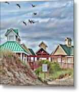 Pelicans Over St. James Beach Club Metal Print