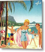 People At The Beach Metal Poster